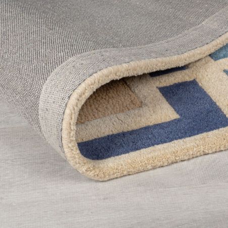 Tapis moderne bleu Retro Blocks dos Tapis moderne bleu Retro Blocks dos