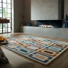 Tapis moderne bleu Retro Blocks