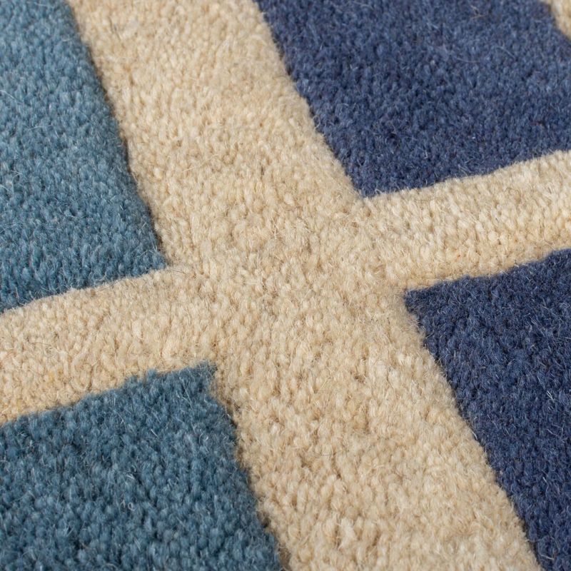 Tapis moderne bleu Retro Blocks  detail