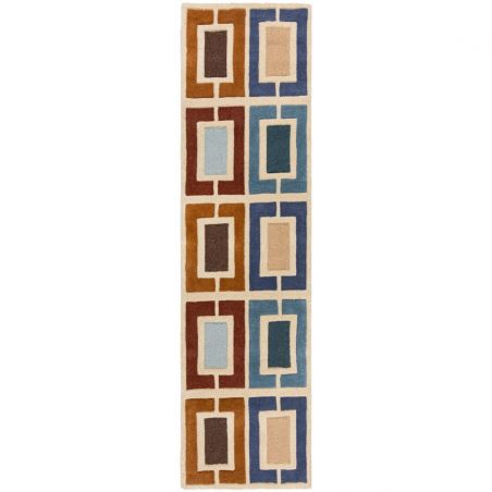 Tapis moderne bleu Retro Blocks couloir Tapis moderne bleu Retro Blocks couloir