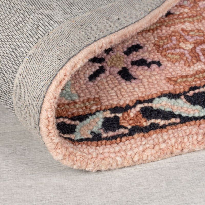 Tapis en laine fleuri bleu et rouge Blossom dos