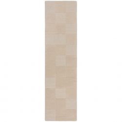 Tapis de couloir en laine moderne beige Checkerboard