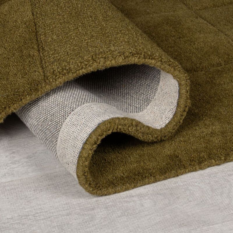 Tapis de salon en laine vert Checkerboard