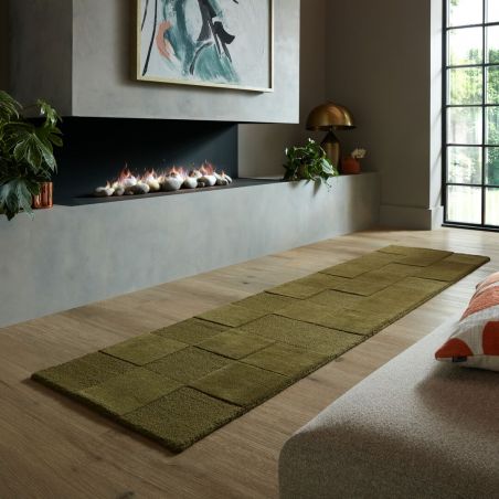 Tapis de couloir en laine vert Checkerboard salon Tapis de couloir en laine vert Checkerboard salon