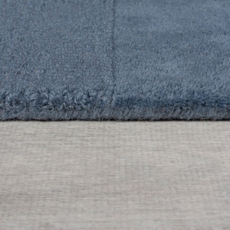 Tapis en laine bleu Checkerboard epaisseur Tapis en laine bleu Checkerboard epaisseur