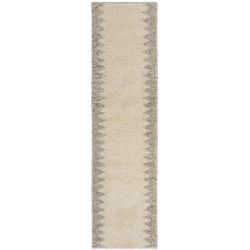 Tapis en laine effet relief beige Minerals Border couloir