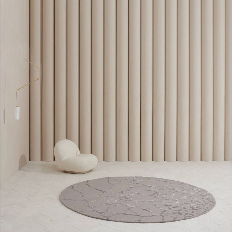 Tapis design rond en laine et viscose Marmo stone
