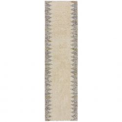 Tapis en laine effet relief gris Minerals Border runner