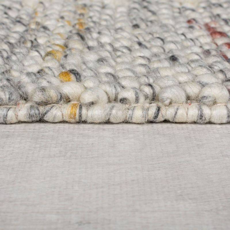 Tapis en laine effet relief gris Minerals Border epaisseur