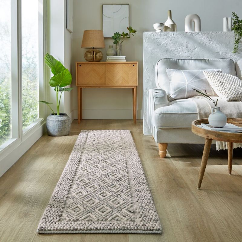 Tapis en laine effet relief beige Border