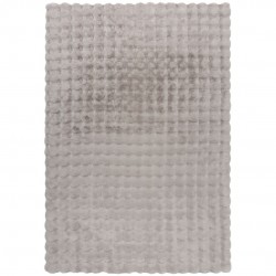 Tapis fausse fourrure effet gaufré gris Waffle
