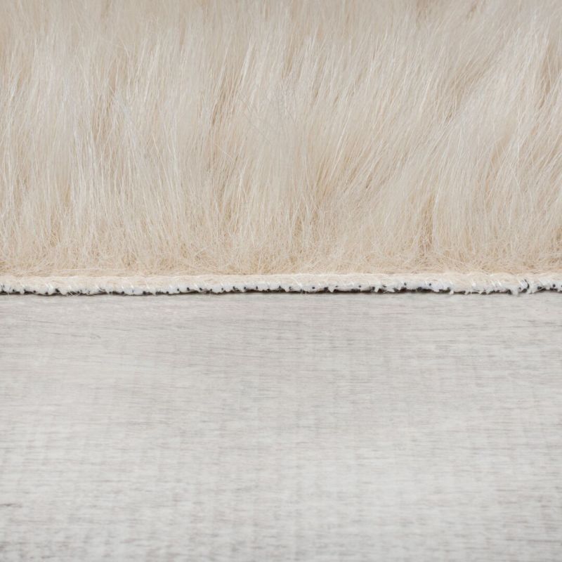 Tapis fausse fourrure effet gaufré beige Waffle epaisseur