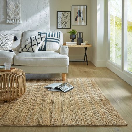 Tapis tressé en jute Stripe salon Tapis tressé en jute Stripe salon