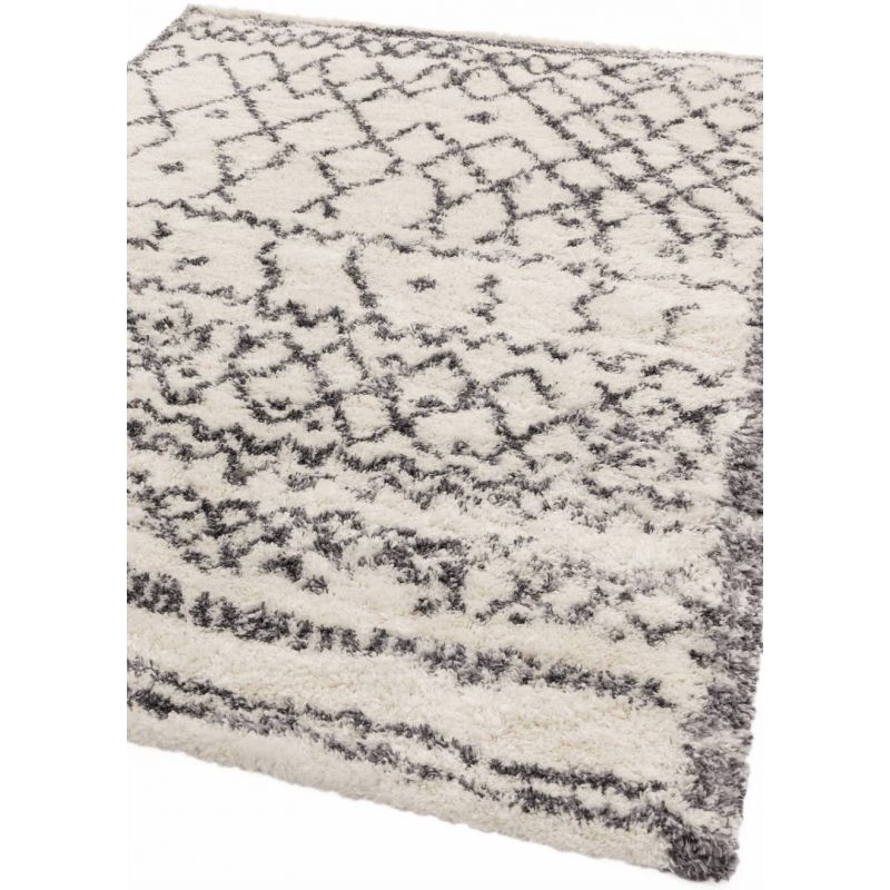 Tapis salon épais motifs berbères gris sur fond crème ALTOS Authentic