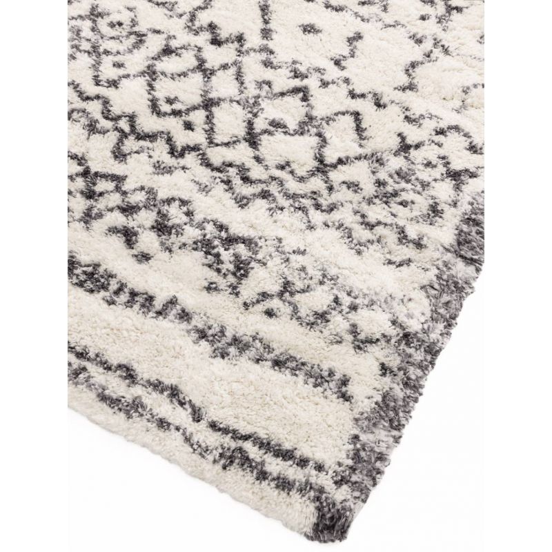 Tapis salon épais motifs berbères gris sur fond crème ALTOS Authentic