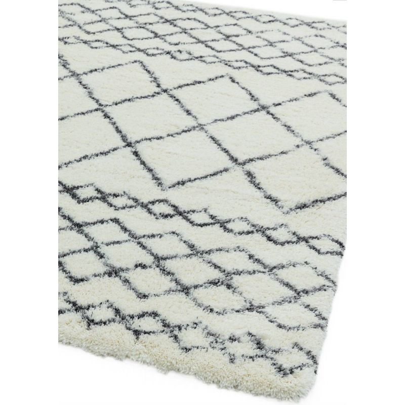 Tapis épais motifs berbères gris sur fond crème Altos