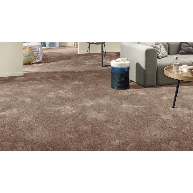 Tapis sur mesure Rond haut de gamme Lyrica Taupe ambiance