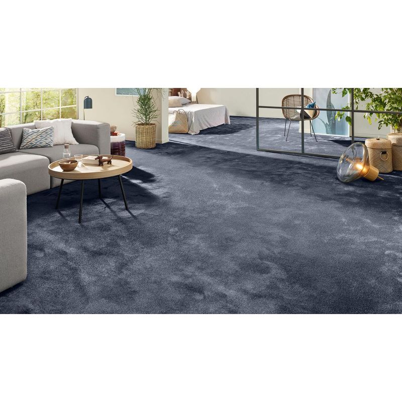 Tapis sur mesure Rond haut de gamme Lyrica Bleu Marine ambiance