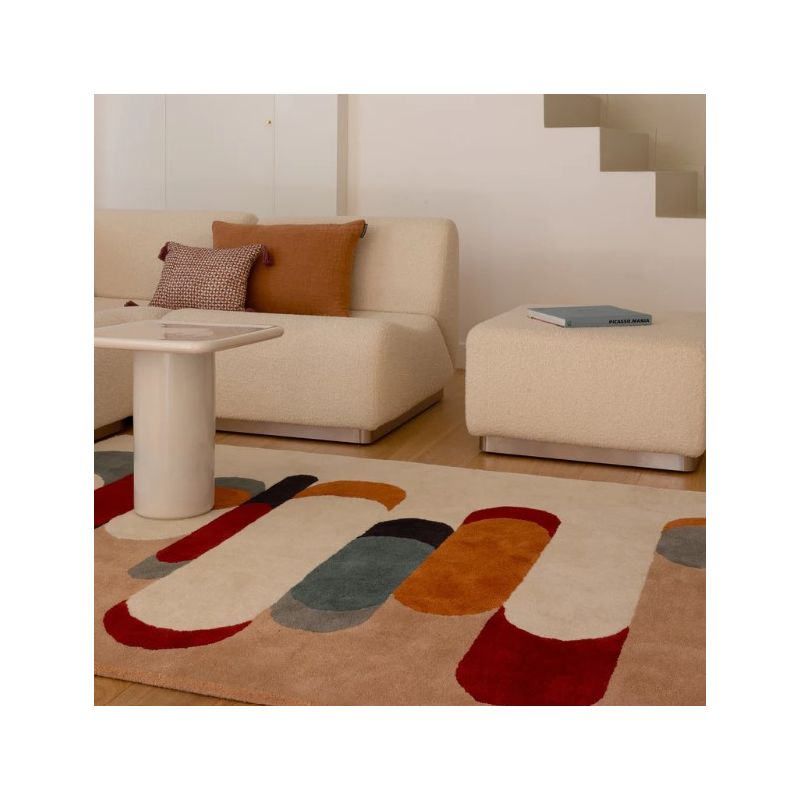 Tapis moderne en laine motifs Art Deco multicolore Sonate salon