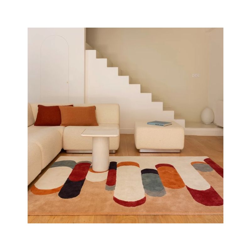 Tapis moderne en laine motifs Art Deco multicolore Sonate ambiance