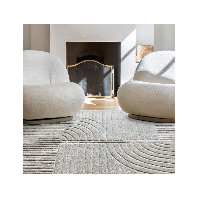 Tapis design motifs en relief blanc Equivok salon