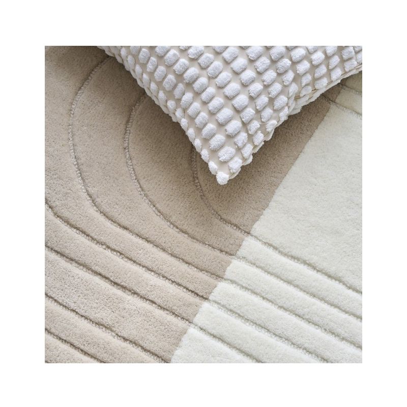 Tapis relief en laine bleu et gris Bibelot  relief