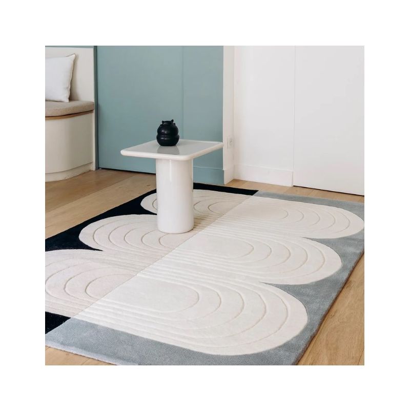 Tapis relief en laine bleu et gris Bibelot 