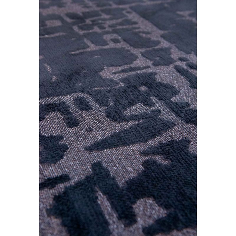 Tapis de salon moderne en polyester Baobab noir et gris anthracite