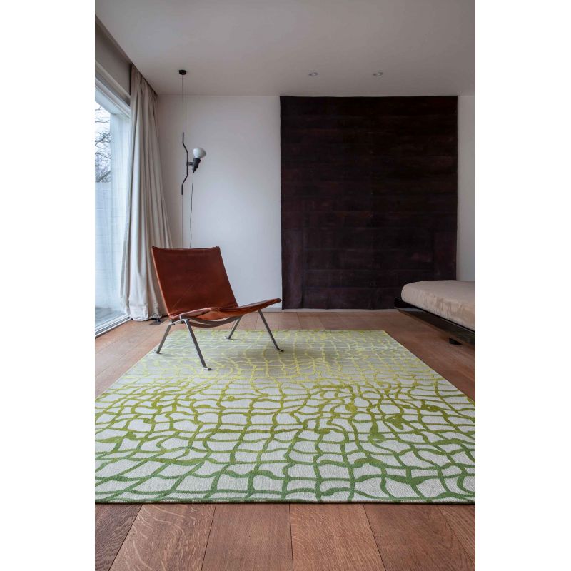 Tapis de salon design en polyester Dedalo Republic Green