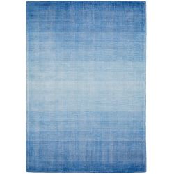 Tapis de salon design en viscose de bambou bleu Dew