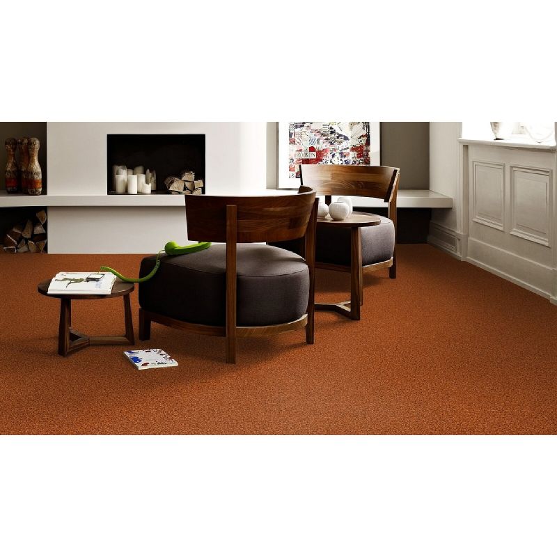 Tapis sur mesure Rond haut de gamme Lyrica Orange ambiance
