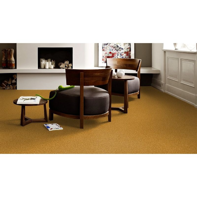 Tapis sur mesure Rond haut de gamme Lyrica Jaune ambiance