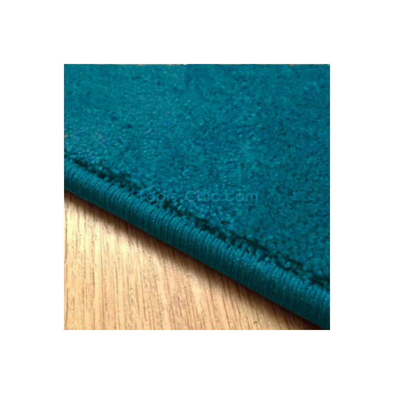 Tapis sur mesure Rond haut de gamme Lyrica Bleu Canard surjet