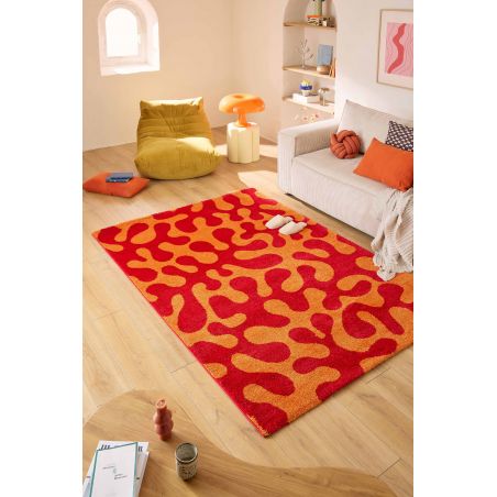Tapis design seventies rouge Groove ambiance Tapis design seventies rouge Groove ambiance