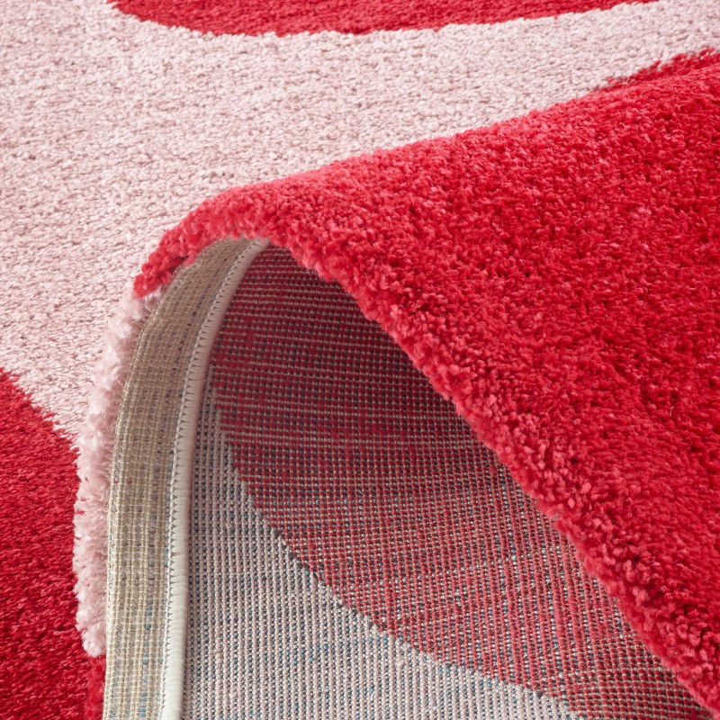Tapis design fleurs seventies rouge Blackpool  epaisseur