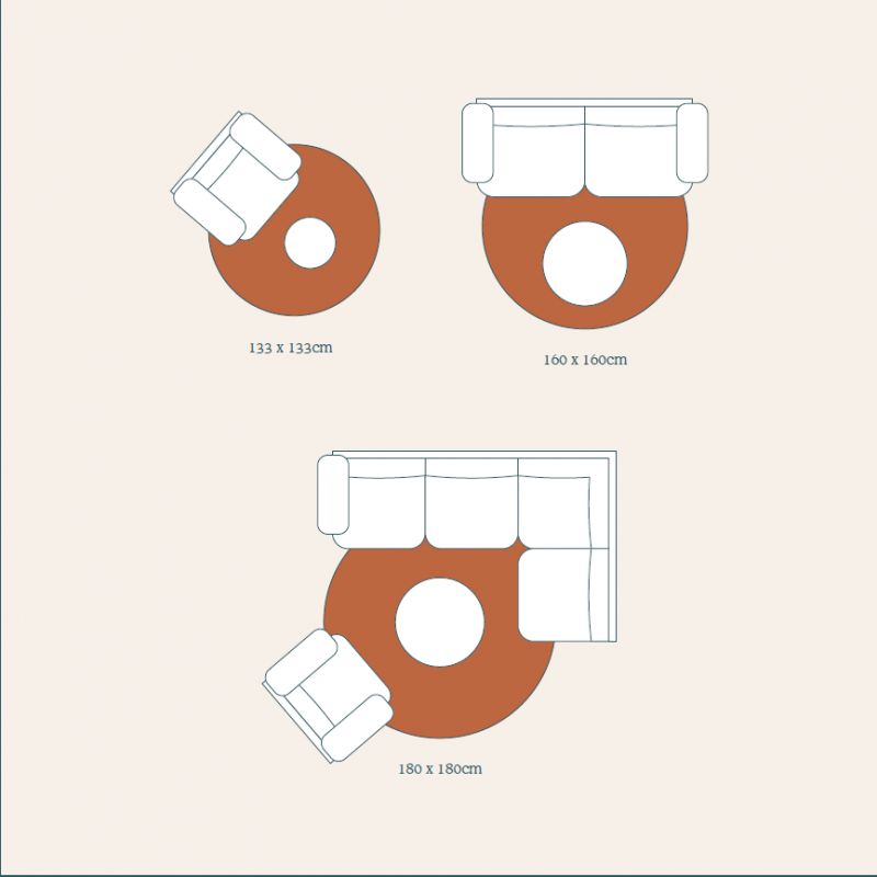 Tapis rond polypropylène résistant beige Camino