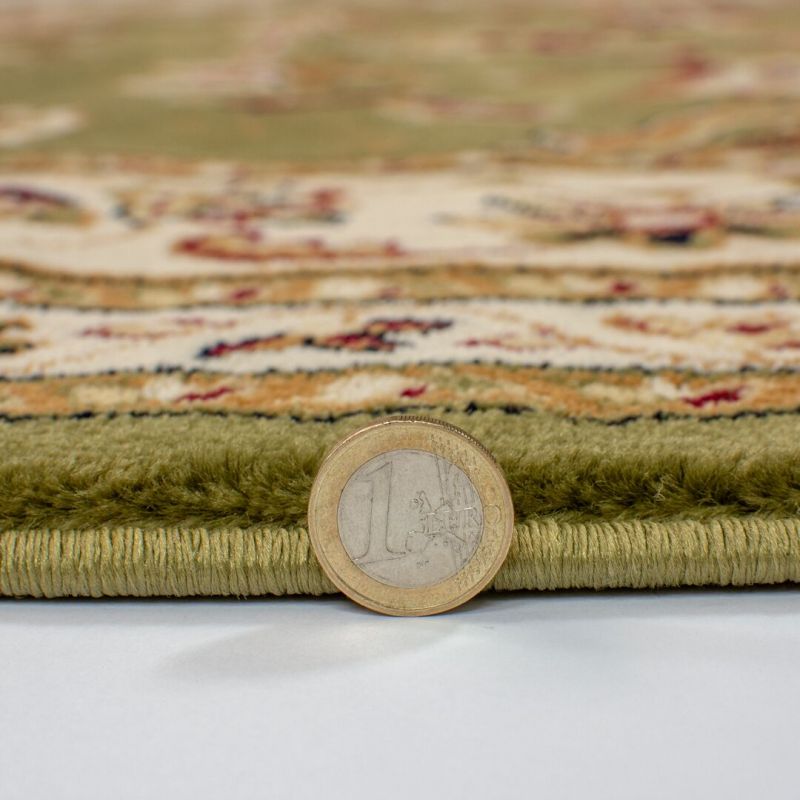 Tapis de salon à motifs persans vert Sherborne epaisseur