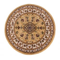 Tapis de salon à motifs persans beige Sherborne rond