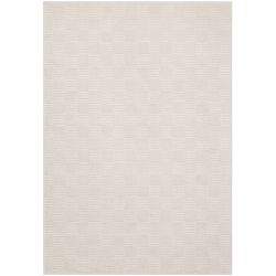 Tapis de salon moderne tissé main en laine et PET Check Ecru
