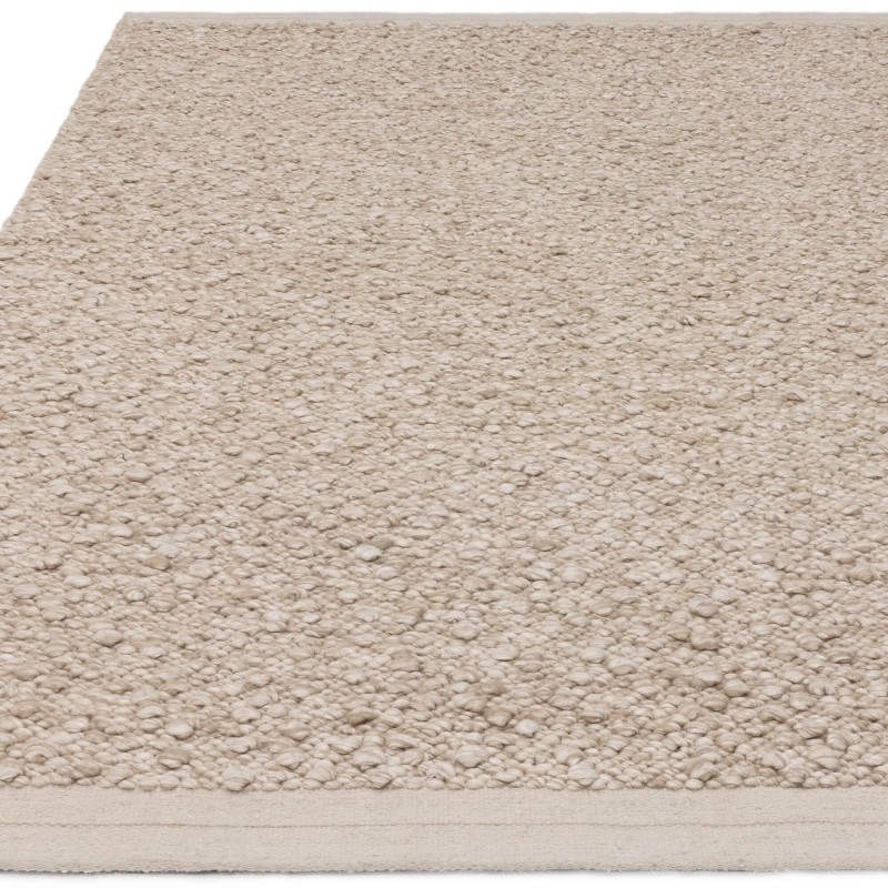 Tapis de salon original en laine et viscose tissé main taupe Orme