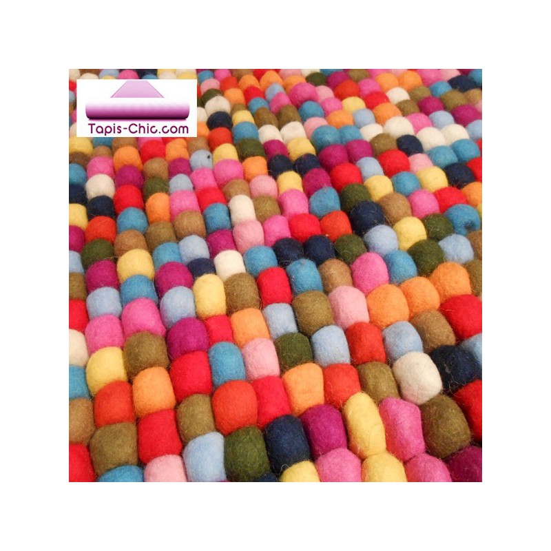 Tapis Design Balls boules de laines multicolore par Carving