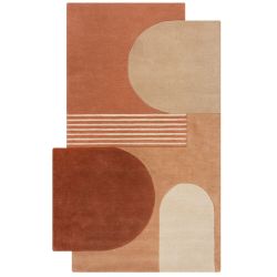 Tapis en laine forme originale terracotta Lozenge