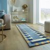 Tapis de salon laine bleu et jaune Kai Wool Border runner
