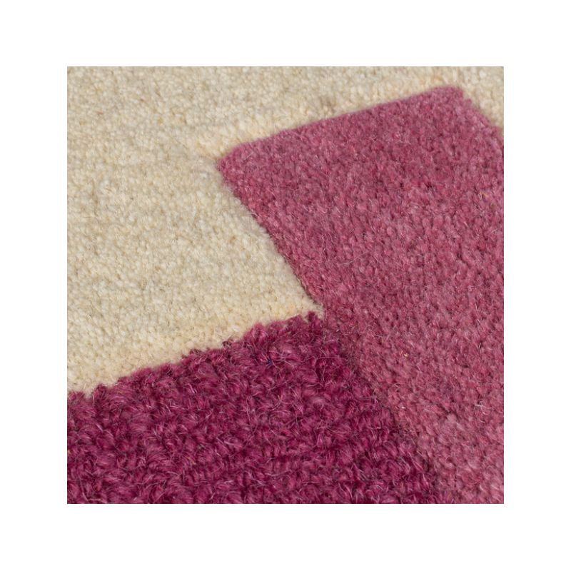 Tapis de salon laine rose et jaune Kai Wool Border