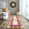 Tapis de salon laine rose et jaune Kai Wool Border runner