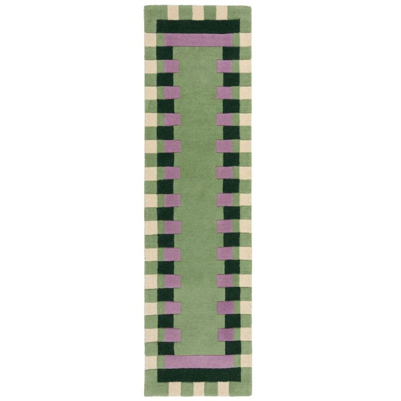 copy ofTapis de salon laine vert et violet Kai Wool Border