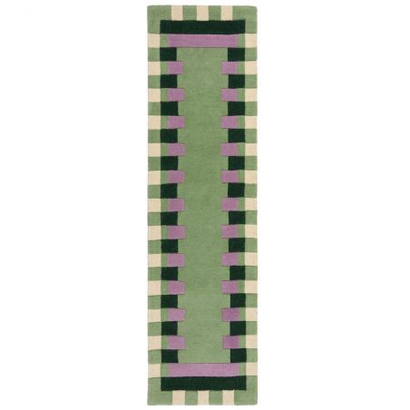 copy ofTapis de salon laine vert et violet Kai Wool Border