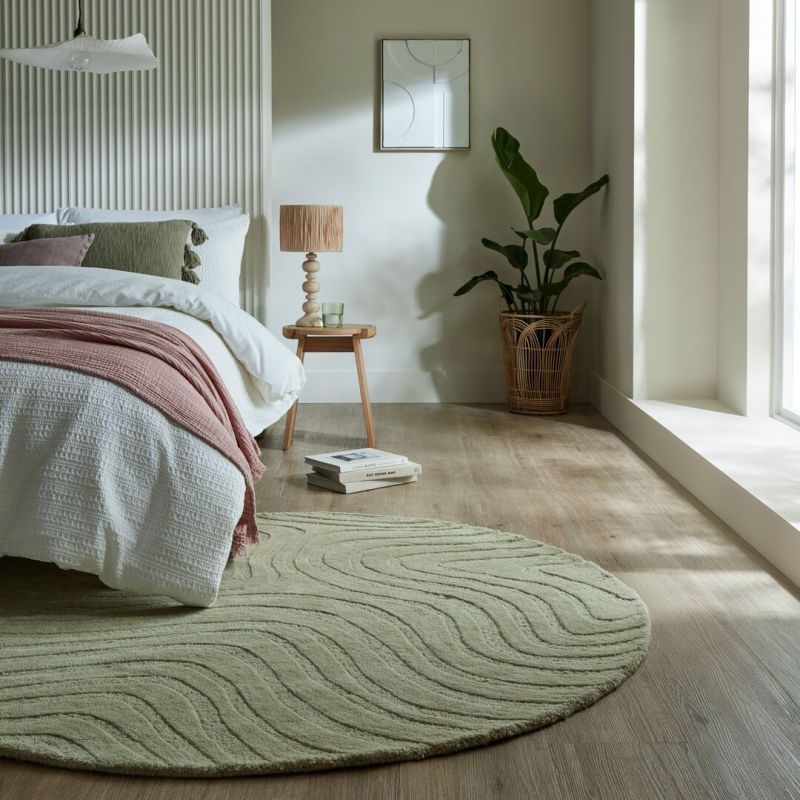 Tapis laine Mesmerize Vert rond chambre