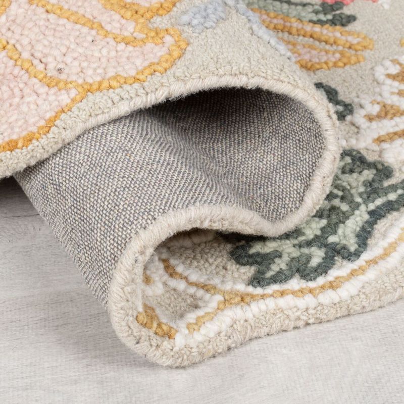 Tapis de couloir laine rose Floral Daphné dos