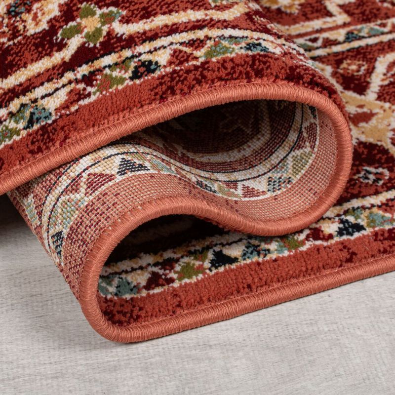 Tapis de salon à motifs persans rouge Gillingham dos